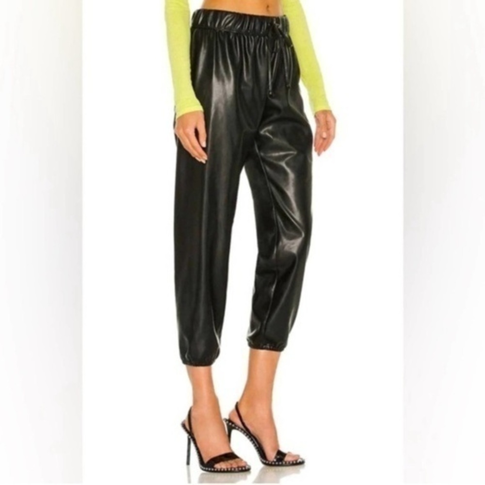 Enza costa black faux leather joggers